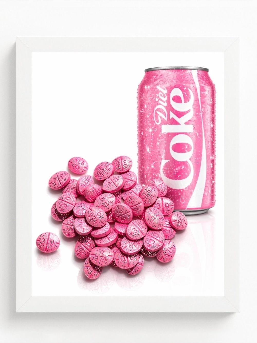 Diet Coke Pink soda & Happy Pills Wall Art 11x14 Pink Dopamine Decor wall Art - Picture 4 of 6